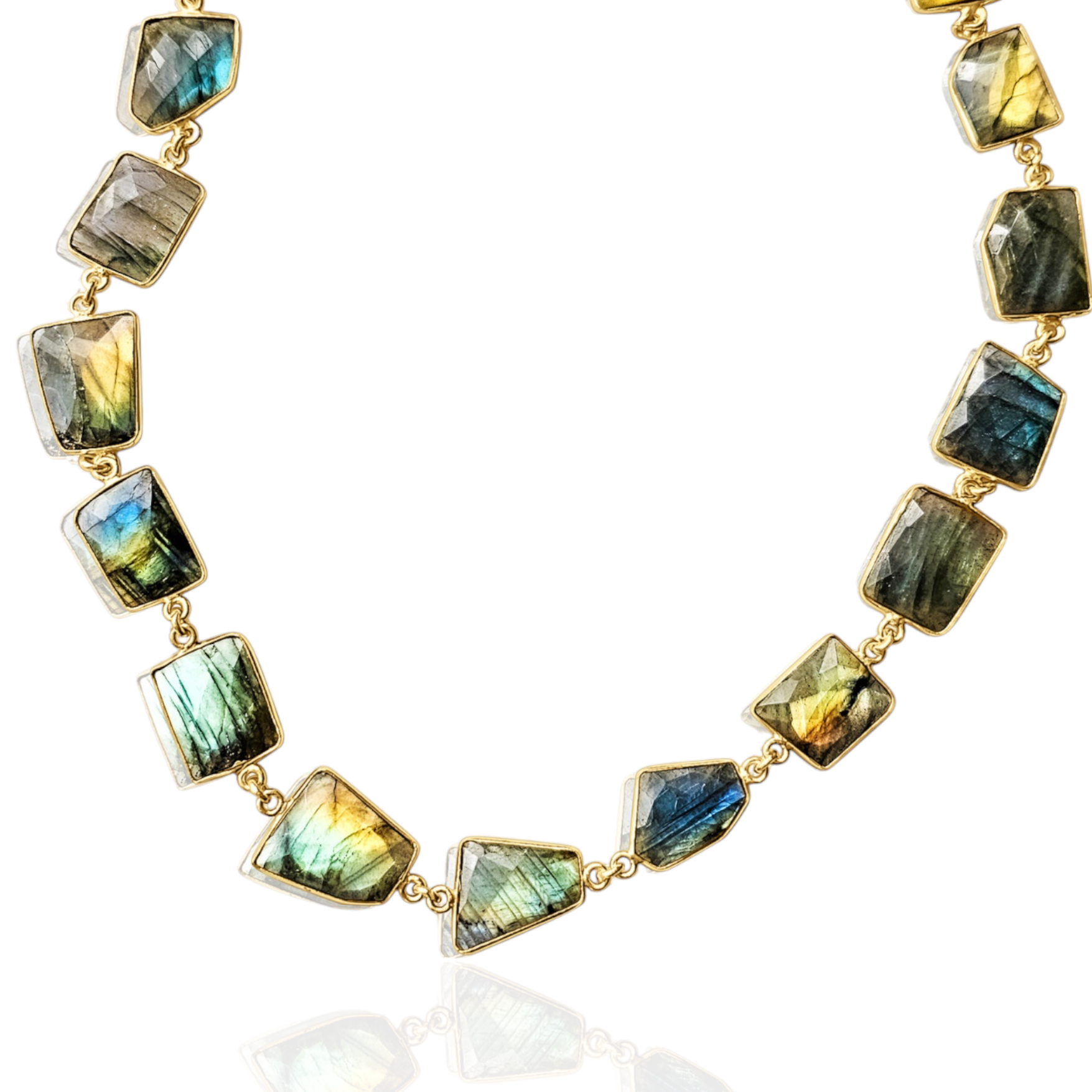 Cleopatra Gold Statement Necklace with Labradorite Gemstone DORSYA