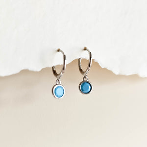 Cora Turquoise Charm Hoops in Silver