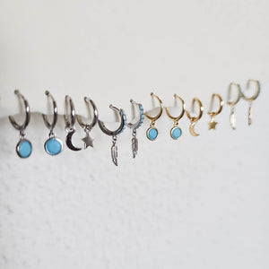 Cora Turquoise Charm Hoops in Silver