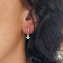Load image into Gallery viewer, Hoops with Star &amp; Moon Charm in Silver