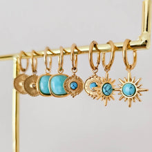 Load image into Gallery viewer, Sol Turquoise Hoops
