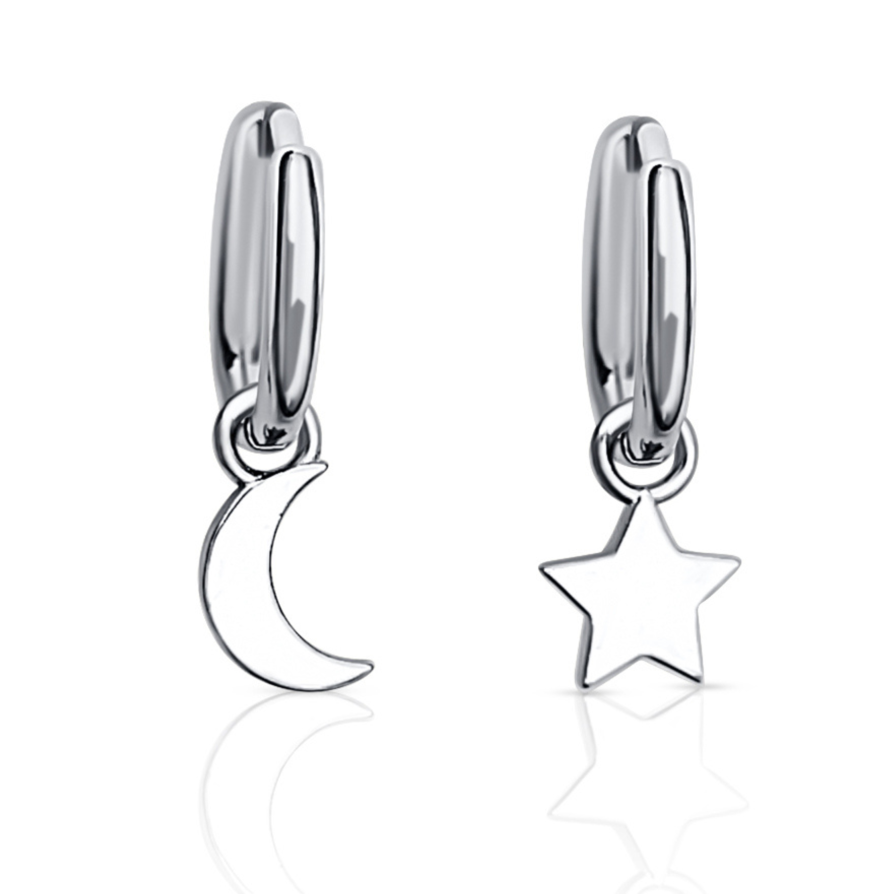 Hoops with Star Moon Charm in Silver DORSYA
