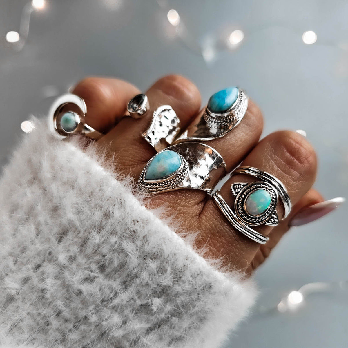 Silver sales boho rings