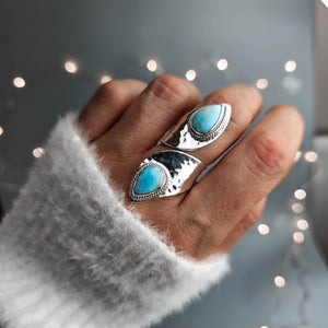 Artemis Silver Boho Ring with Larimar Gemstone