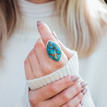 Load image into Gallery viewer, Dorsya - copper turquoise gemstone sterling silver ring, boho ring, accessories, statement ring, gift for her, gemstone ring, meaningful jewellery