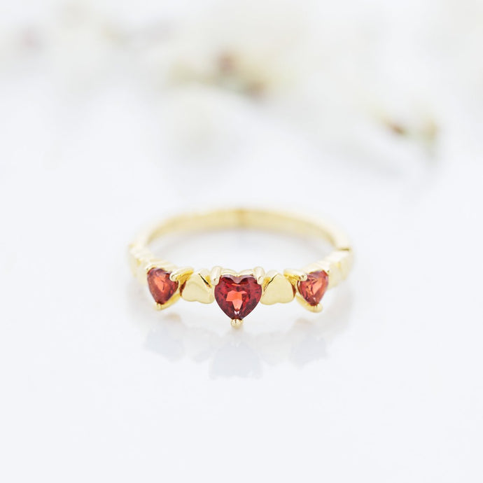 Bianca ~ Garnet Ring in Gold, gold ring, gold jewellery, gold accessories, women jewellery, ring, gift - Dorsya