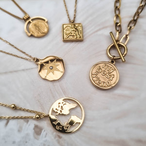 best friend necklace, coin necklace, gold coin necklace, pear necklace -dorsya