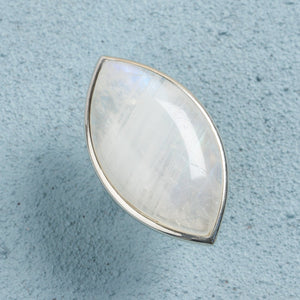 Luna Marquise Shape Moonstone Ring in Silver, gemstone ring, silver ring, silver jewellery, accessories -Dorsya