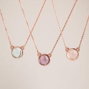 blue topaz , rose quartz, amethyst Necklace - semi precious stone necklace, rose gold necklace, jewellery -Dorsya