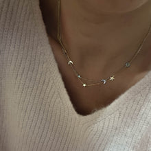 Load image into Gallery viewer, Make a Wish Star Moon Sun Necklace, celestial necklace, silver necklace, gold necklace -dorsya