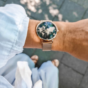rose gold watch, ladies watch, woman watch, world map watch, minimalist watch, designer watch - dorsya