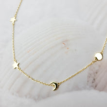 Load image into Gallery viewer, Make a Wish Star Moon Sun Necklace, celestial necklace, silver necklace, gold necklace -dorsya