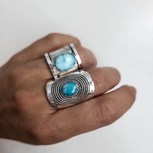Load image into Gallery viewer, Marin ~ Silver Boho Ring with Larimar Gemstone
