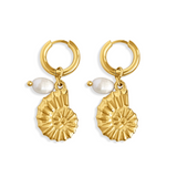 Athena Ammonite Hoops with Pearl Charm