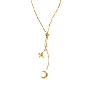 Celestial Star and Moon Gold Necklace