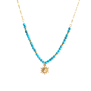 Azure Seas Sun Necklace in Gold