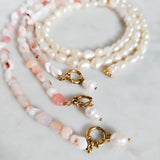 Pearl and Pink Opal Beaded Necklace