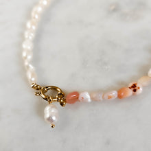 Load image into Gallery viewer, Pearl and Pink Opal Beaded Chocker Necklace