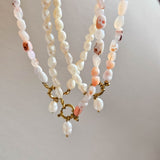 Freshwater Pearl Pink Opal Beaded Necklaces Detail