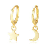 Hoops with Star & Moon Charm in Gold