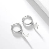 Hoops with Star & Moon Charm in Silver