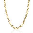 Gold cable style chain necklace on a white background