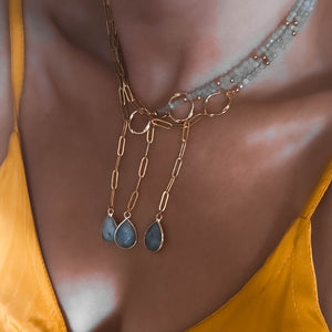 Melody Link Chain - Beaded Lariat Necklace with Labradorite