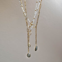 Load image into Gallery viewer, Melody Link Chain - Beaded Lariat Necklace with Labradorite