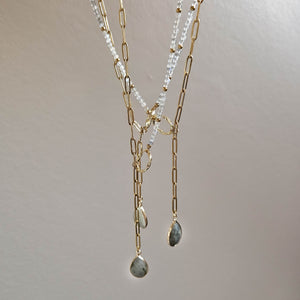 Melody Link Chain - Beaded Lariat Necklace with Labradorite