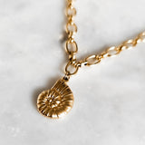 Gold Chunky Chain Ammonite Pendant Front 