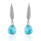 Atlantic Turquoise Feather Drop Silver Earring