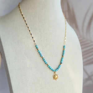 Azure Seas Sun Necklace in Gold