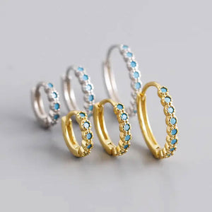 bezel set hoops in silver, bezel set earrings, silver hoops, silver hoop earrings, silver earrings by dorsya