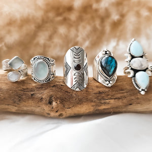 onyx ring, boho rings, handcrafted rings, adjustable statement ring, silver ring, stamenet ring, gemstone ring by dorsya