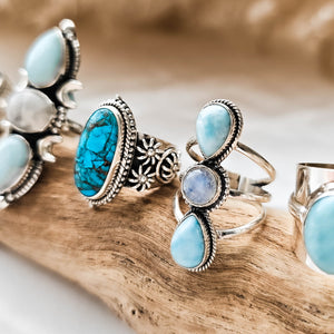 turquoise ring, gemstone ring, boho ring, adjustable ring, handcrafted ring, silver ring, silver statement ring by dorsya