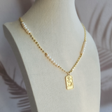 Gold Freshwater Pearl Celestial Necklace Front
