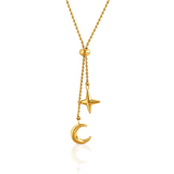 Celestial Star and Moon Gold Necklace