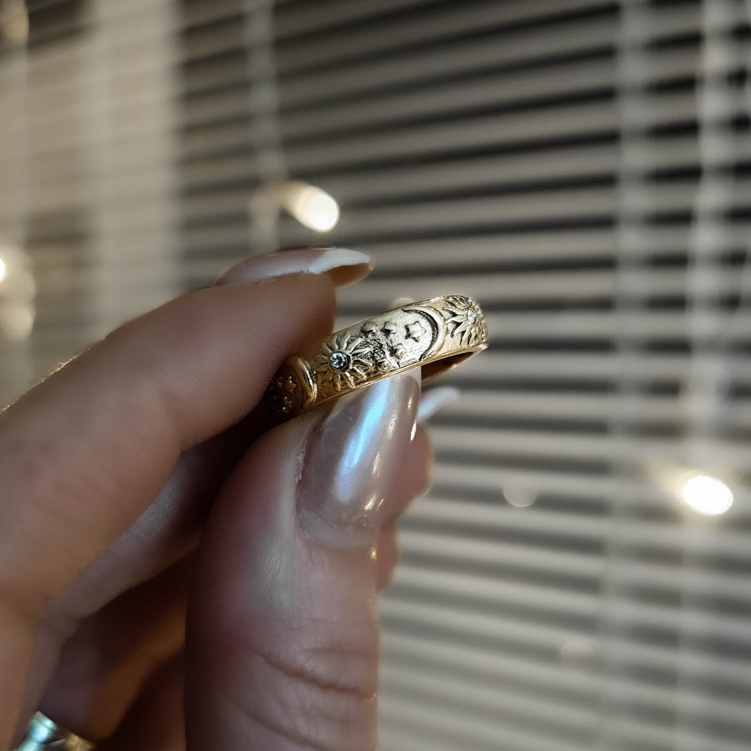 Gold Ring with Celestial Motifs: Sun, Moon, and Stars | Exquisite Jewellery Inspired by the Cosmos | Dorsya
