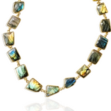 Cleopatra Gold Statement Necklace with Labradorite Gemstone