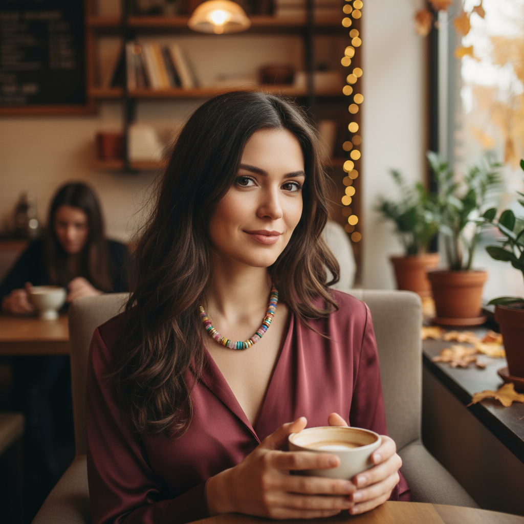 Vibrant multi-colour gemstone necklace - handmade winter jewellery gift