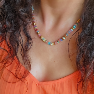 Multicolour Beaded Gemstone Necklace Life Style