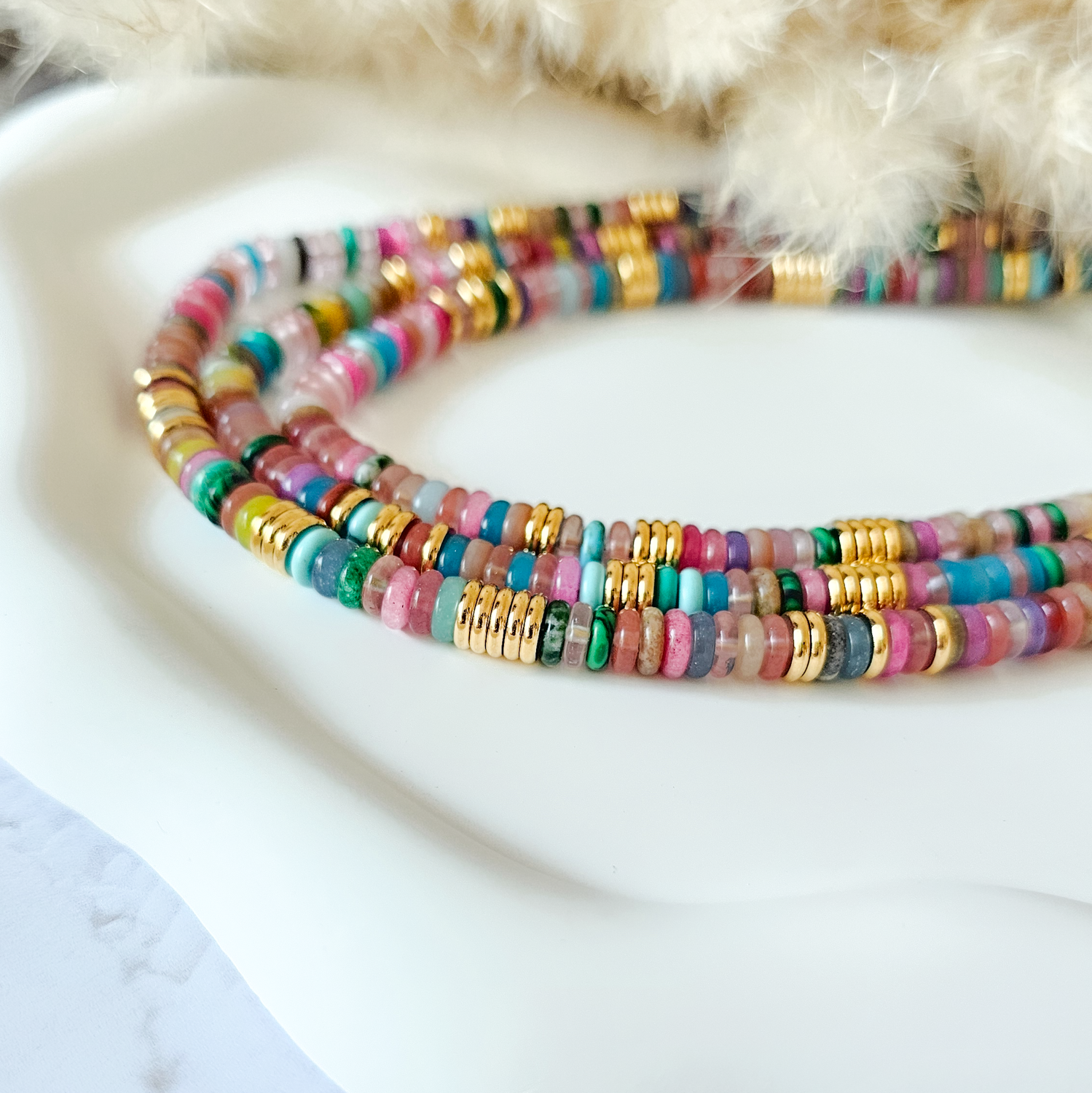 Multicolour Gemstone Necklace Close Up