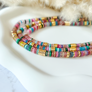 Colours of Summer Multi Gemstone Beaded Necklace DORSYA