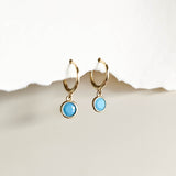 Cora Turquoise Charm Hoops in Gold