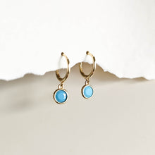 Load image into Gallery viewer, Cora Turquoise Charm Hoops in Gold