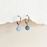 Cora Turquoise Charm Hoops in Silver