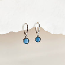 Load image into Gallery viewer, Cora Turquoise Charm Hoops in Silver