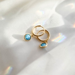 Cora Turquoise Charm Hoops in Gold