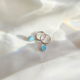 Cora Turquoise Charm Hoops in Silver