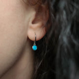 Cora Turquoise Charm Hoops in Silver